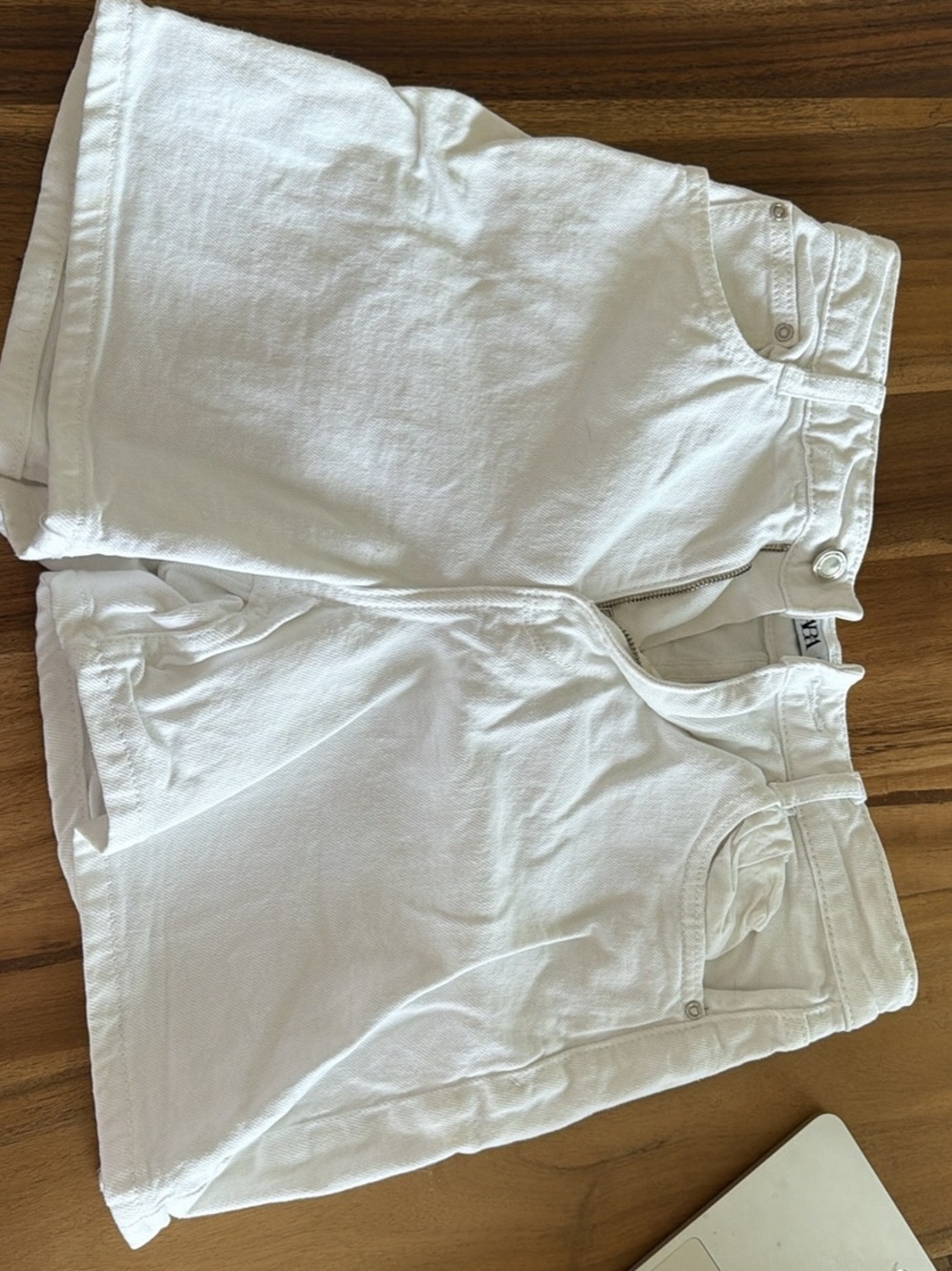 Zara White Denim Jean Shorts — Clean Cut Five-Pocket Style